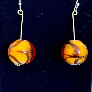 Earrings - handcrafted sphere tiger eye Gems